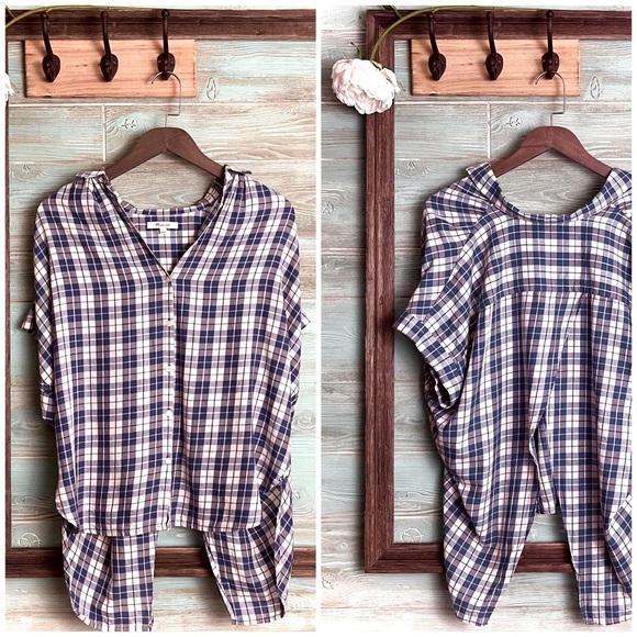 Madewell Central Open Back Shirt - Linus Plaid Sm - Picture 2 of 10
